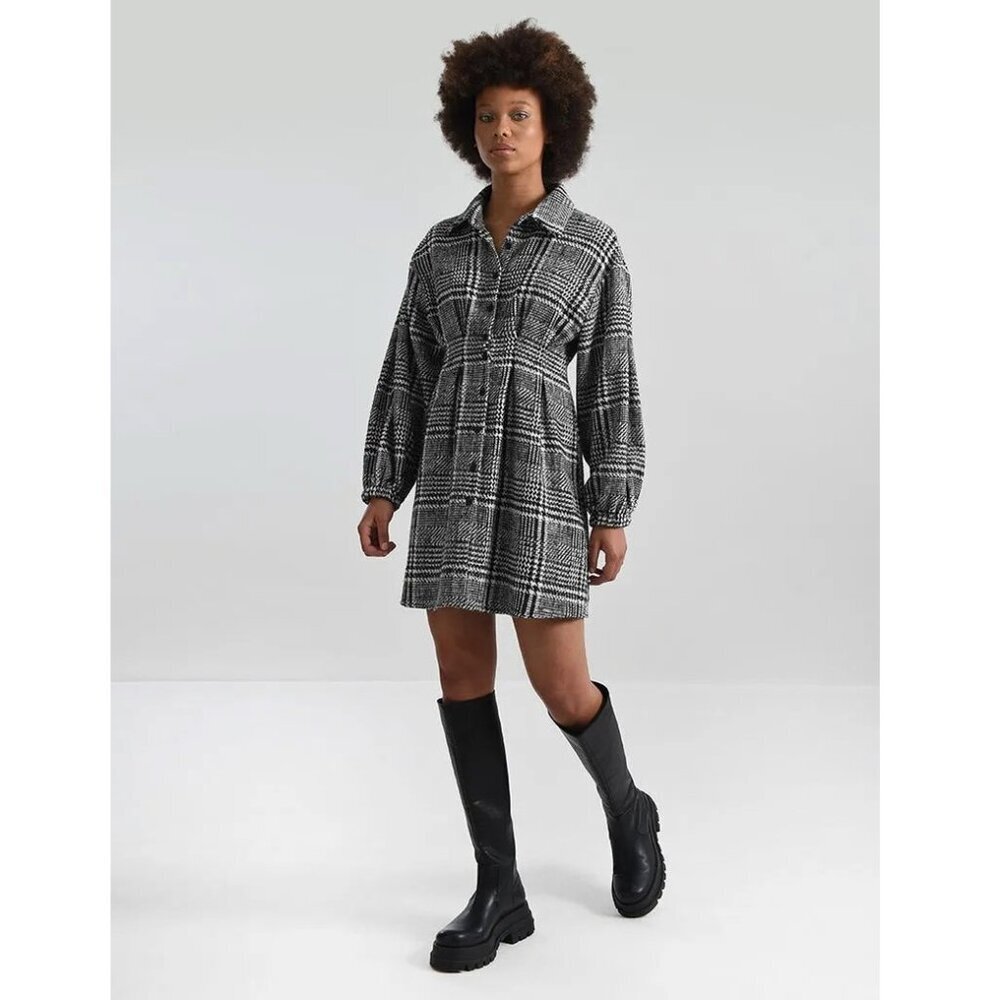 LILI SIDONIO MOLLY BRACKEN Anthropologie Plaid Woven Shirt Dress